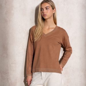 Suéter de punto fino con escote en V