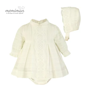 32-0020-VG Vestido bebé con braguita y gorro