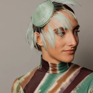 Tocado Feather verde menta