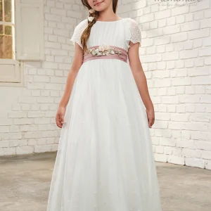637027MC Vestido Comunión Tul Bordado-Organza