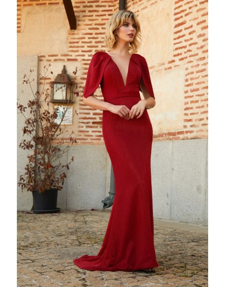 Vestido largo burdeos brillo