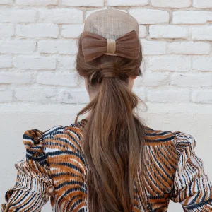 Tocado Casquete Carla camel y beige