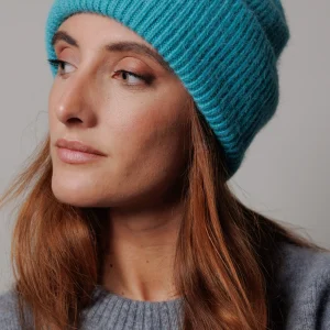 Gorro de punto aguamarina