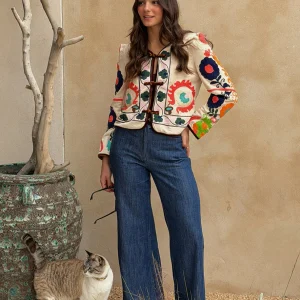 CHAQUETA BORDADA FLORES