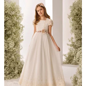 R801 Vestido Comunión Tul Bordado