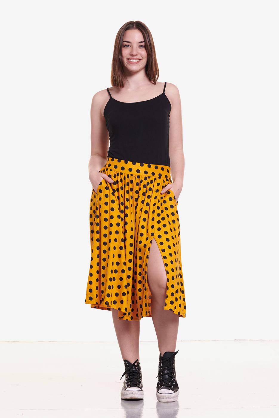 Falda Charleston Amarillo Lunar Negro - Imagen 3